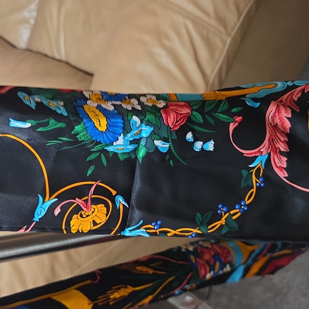 Colorful Patterned Silk Scarf - Picture 2 of 3